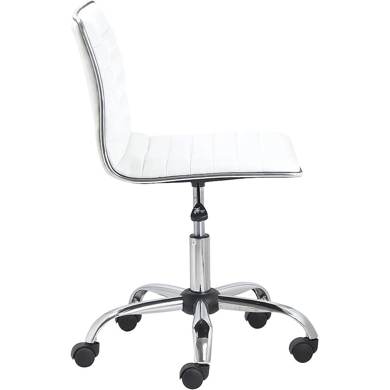 Carson Carrington Olafsvik Swivel Mid Back Armless Ribbed Task Leather White Upholstery Office Chair