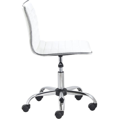 Carson Carrington Olafsvik Swivel Mid Back Armless Ribbed Task Leather White Upholstery Office Chair