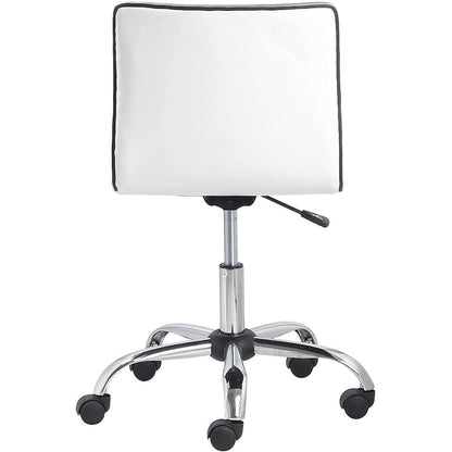 Carson Carrington Olafsvik Swivel Mid Back Armless Ribbed Task Leather White Upholstery Office Chair