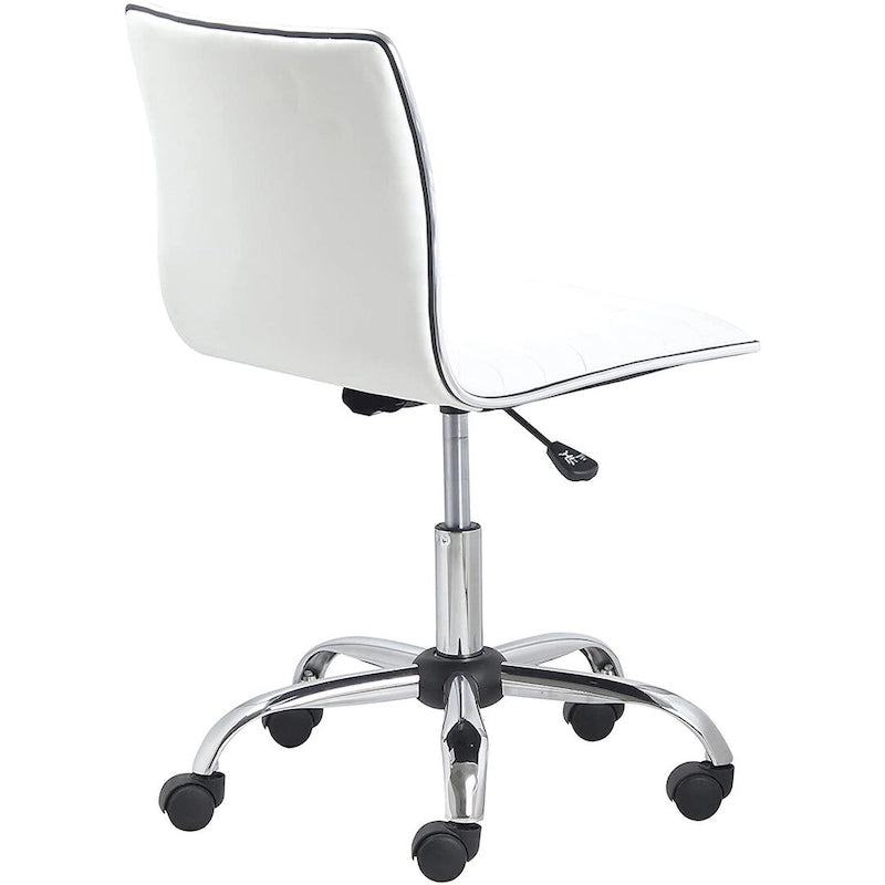 Carson Carrington Olafsvik Swivel Mid Back Armless Ribbed Task Leather White Upholstery Office Chair