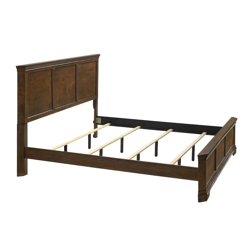 Roundhill Furniture Maderne Traditional Wood Panel Bed, Antique Walnut Finish