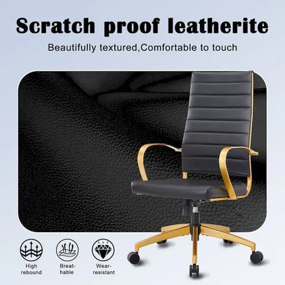 CAROCC Ribbed Computer Office Chair Adjustable Swivel High Back Desk Chair