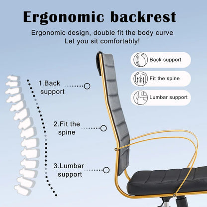 CAROCC Ribbed Computer Office Chair Adjustable Swivel High Back Desk Chair