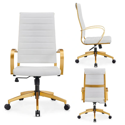 CAROCC Ribbed Computer Office Chair Adjustable Swivel High Back Desk Chair