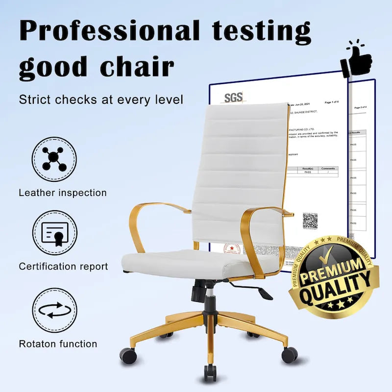 CAROCC Ribbed Computer Office Chair Adjustable Swivel High Back Desk Chair