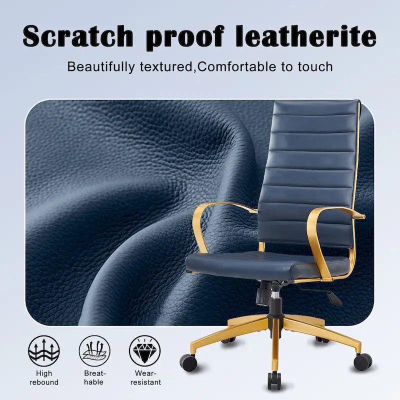 CAROCC Ribbed Computer Office Chair Adjustable Swivel High Back Desk Chair