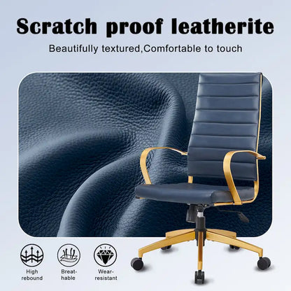 CAROCC Ribbed Computer Office Chair Adjustable Swivel High Back Desk Chair