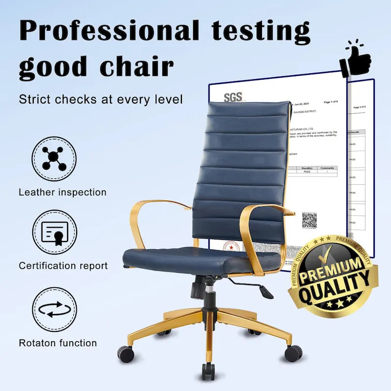 CAROCC Ribbed Computer Office Chair Adjustable Swivel High Back Desk Chair