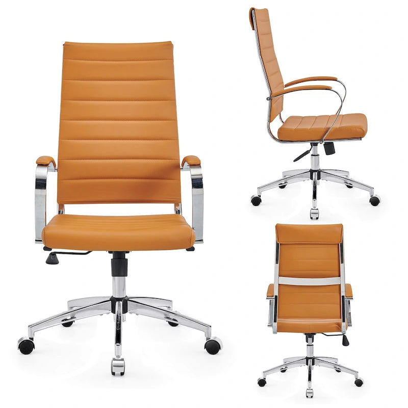 CAROCC Ribbed Computer Office Chair Adjustable Swivel High Back Desk Chair