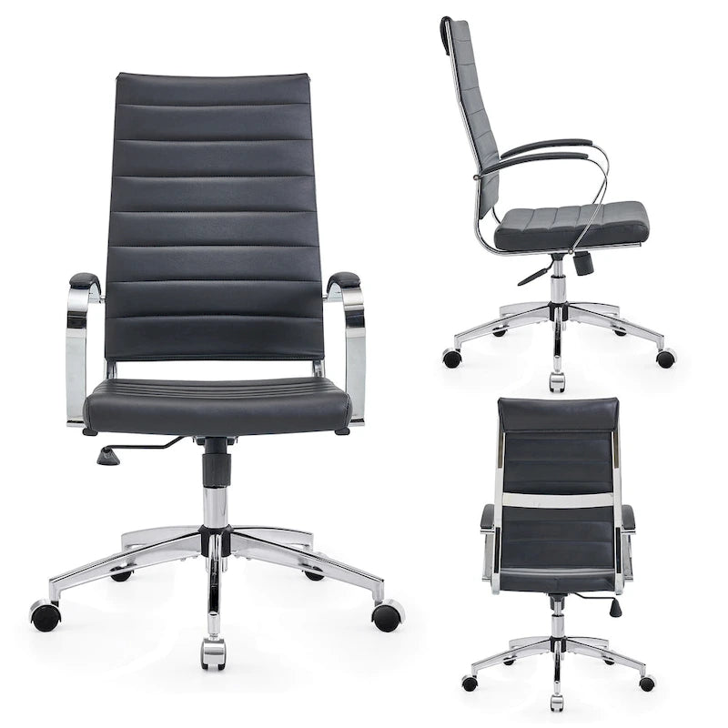 CAROCC Ribbed Computer Office Chair Adjustable Swivel High Back Desk Chair