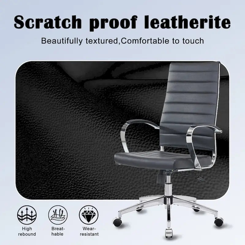 CAROCC Ribbed Computer Office Chair Adjustable Swivel High Back Desk Chair