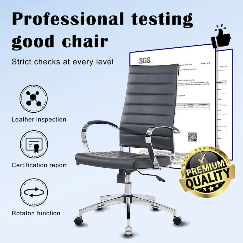 CAROCC Ribbed Computer Office Chair Adjustable Swivel High Back Desk Chair