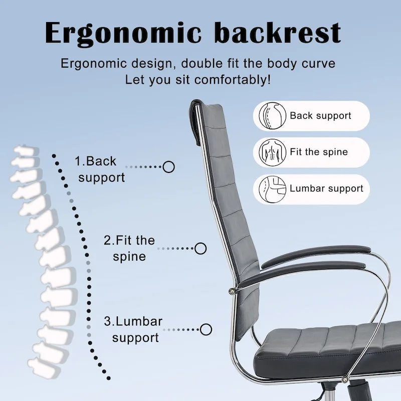 CAROCC Ribbed Computer Office Chair Adjustable Swivel High Back Desk Chair