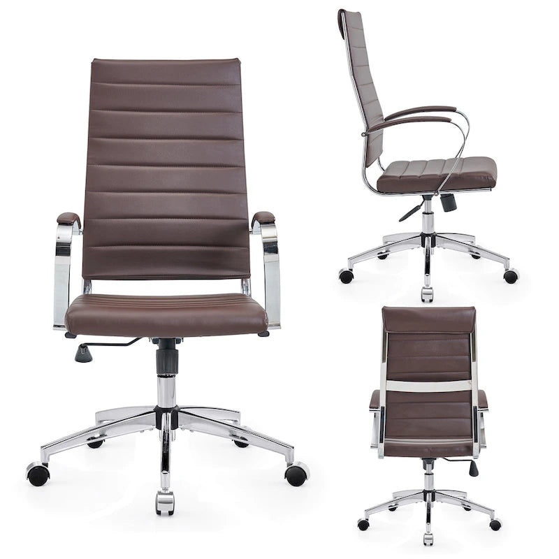 CAROCC Ribbed Computer Office Chair Adjustable Swivel High Back Desk Chair