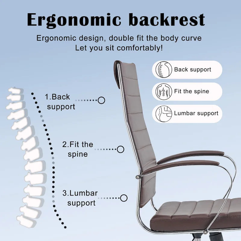 CAROCC Ribbed Computer Office Chair Adjustable Swivel High Back Desk Chair