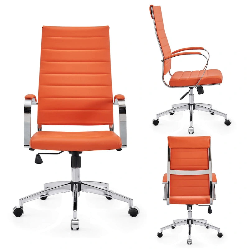 CAROCC Ribbed Computer Office Chair Adjustable Swivel High Back Desk Chair