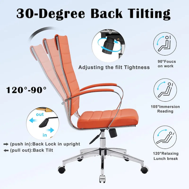 CAROCC Ribbed Computer Office Chair Adjustable Swivel High Back Desk Chair