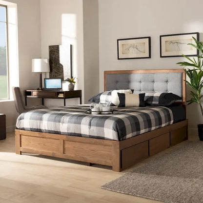 Lene Mid-Century Modern 3-Drawer Storage Bed