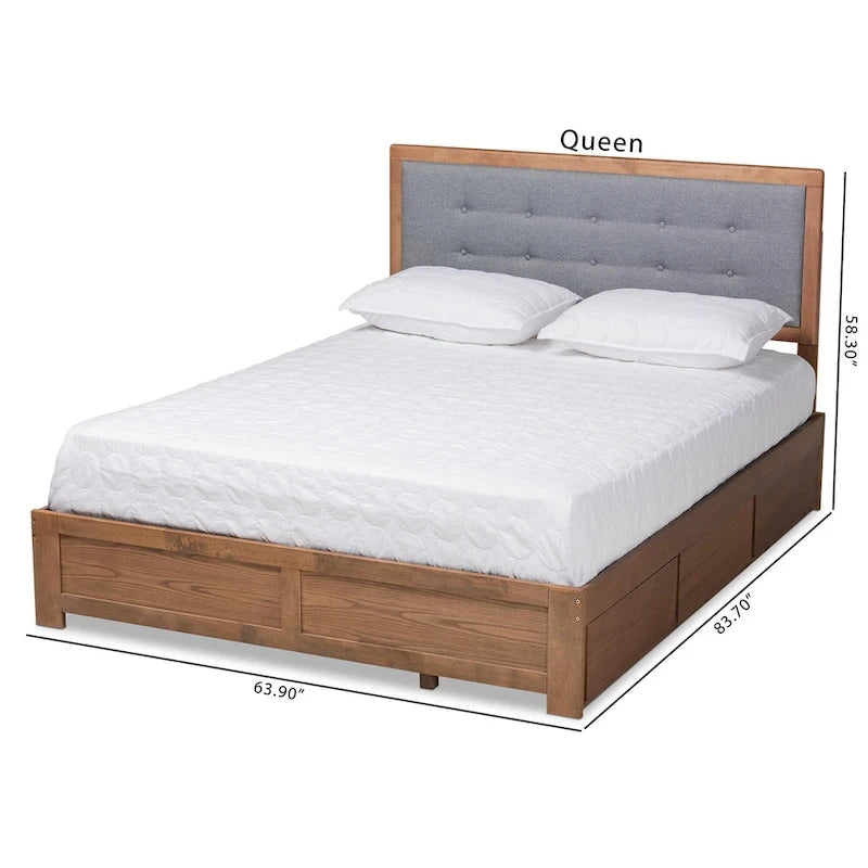 Lene Mid-Century Modern 3-Drawer Storage Bed