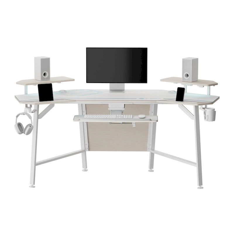 72 Large Gaming Desk Black Multifunctional Computer Desk with Keyboard Tray