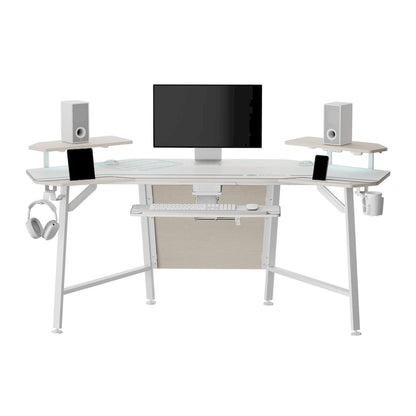 72 Large Gaming Desk Black Multifunctional Computer Desk with Keyboard Tray