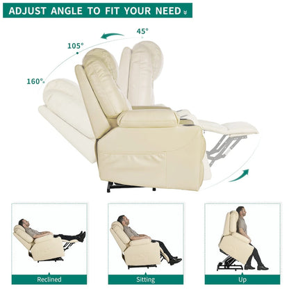 Moasis PU Massage Reclining Living Room Chair Power Lift Recliner Chair