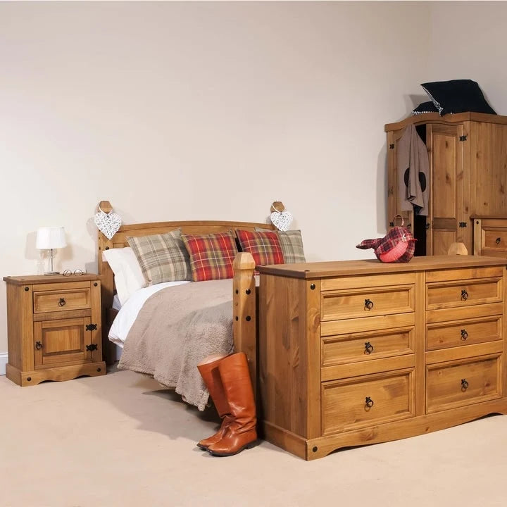 Wood Nighstand 1 Door 1 Drawer Corona Collection