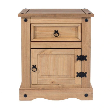 Wood Nighstand 1 Door 1 Drawer Corona Collection