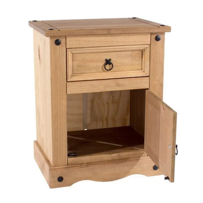 Wood Nighstand 1 Door 1 Drawer Corona Collection