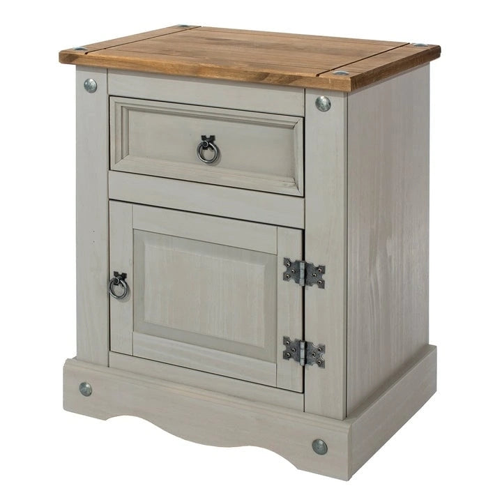 Wood Nighstand 1 Door 1 Drawer Corona Collection