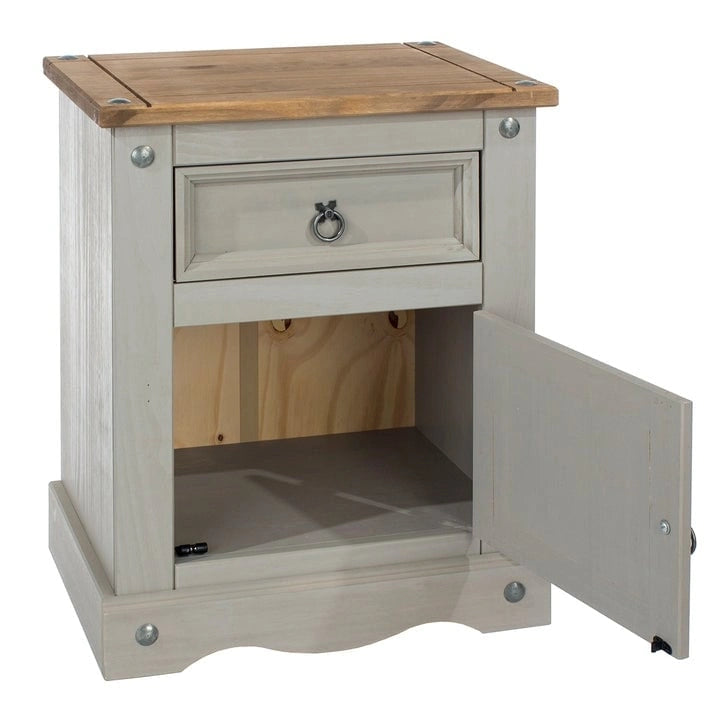 Wood Nighstand 1 Door 1 Drawer Corona Collection
