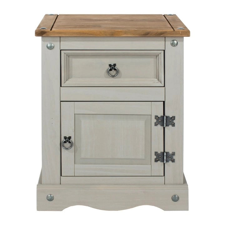 Wood Nighstand 1 Door 1 Drawer Corona Collection