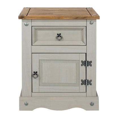 Wood Nighstand 1 Door 1 Drawer Corona Collection