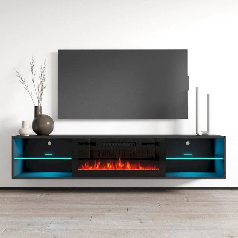 Lima EF Wall Mounted Electric Fireplace 72 TV Stand