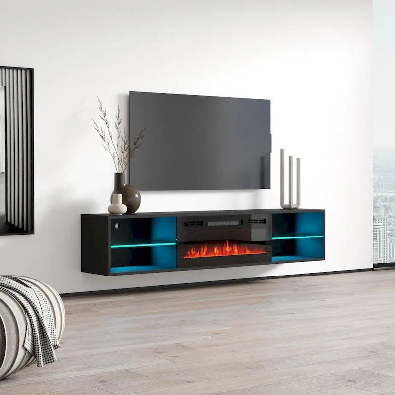 Lima EF Wall Mounted Electric Fireplace 72 TV Stand