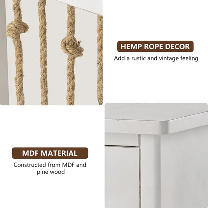 COSIEST Distressed White End Table with Drawer - 14D x 18W x 26.4H