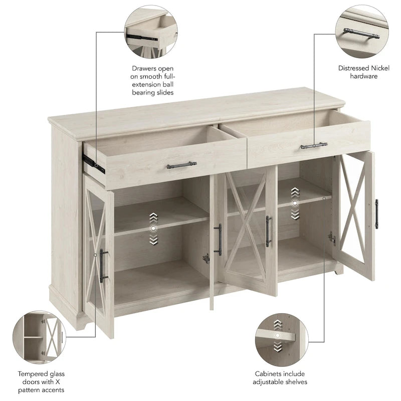 Lennox 60W Farmhouse TV Stand for 75 Inch TV by Bush Furniture