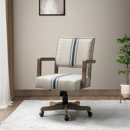 Taresa Modern Mid-Back Swivel Height Adjustable Task Chair with Nailhead Trim by HULALA HOME