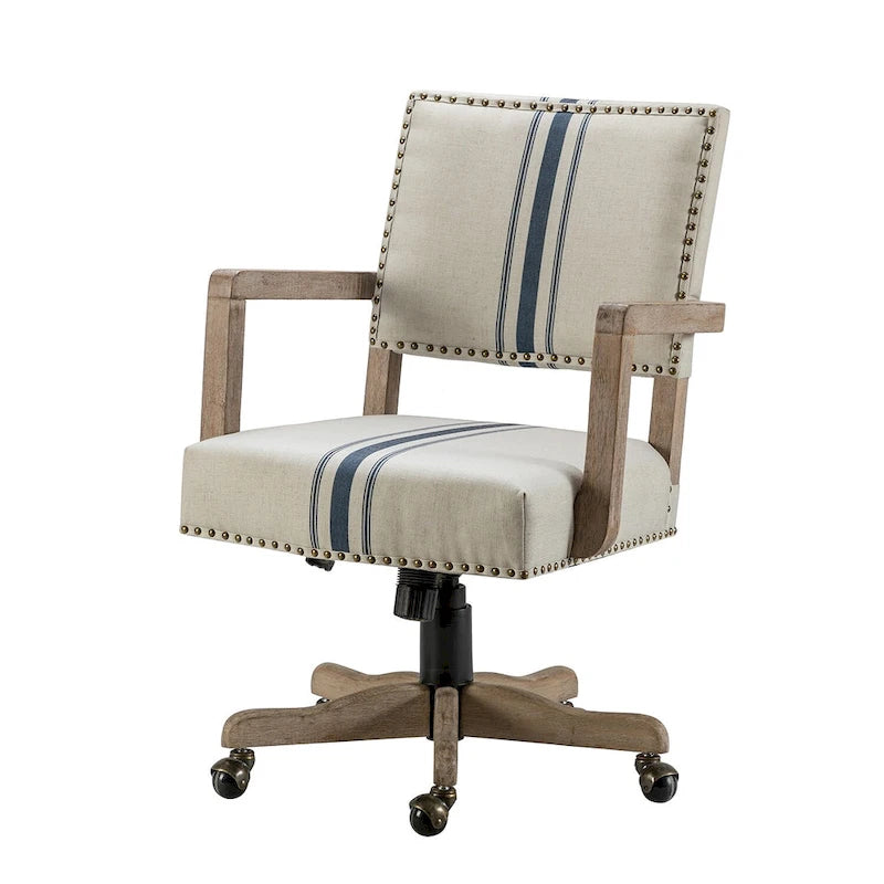 Taresa Modern Mid-Back Swivel Height Adjustable Task Chair with Nailhead Trim by HULALA HOME