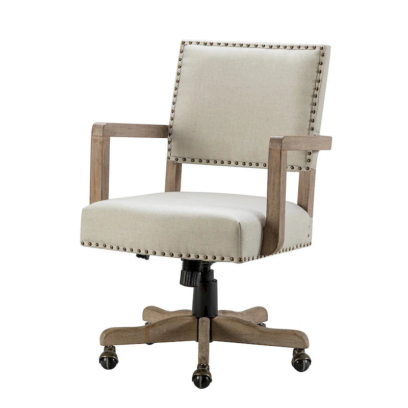 Taresa Modern Mid-Back Swivel Height Adjustable Task Chair with Nailhead Trim by HULALA HOME