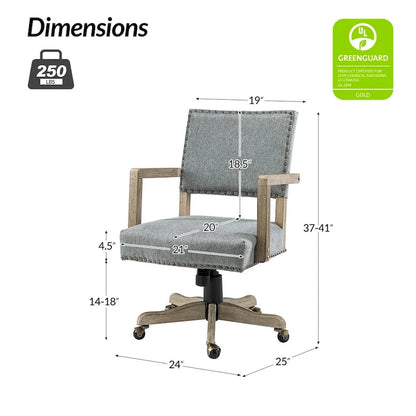 Taresa Modern Mid-Back Swivel Height Adjustable Task Chair with Nailhead Trim by HULALA HOME