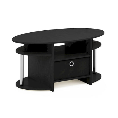 Furinno JAYA Simple Design Oval Coffee Table with Bin