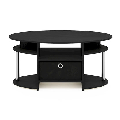 Furinno JAYA Simple Design Oval Coffee Table with Bin