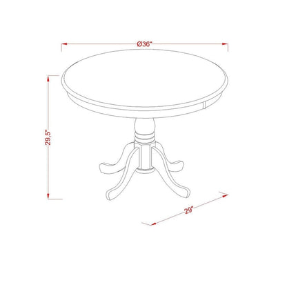 East West Furniture Dining Room Table - a Round kitchen Table Top with Pedestal Base, (Finish Options Available)