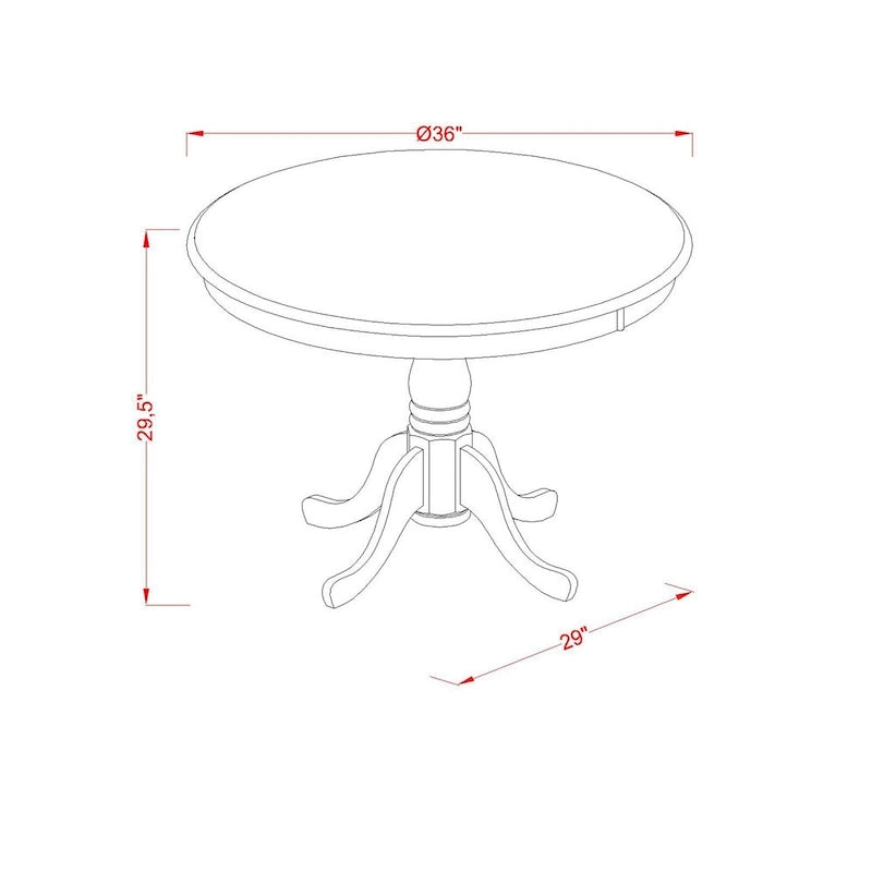 East West Furniture Dining Room Table - a Round kitchen Table Top with Pedestal Base, (Finish Options Available)