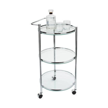 Organize It All Circular Tempered Glass Rolling Serving Cart - 15.25 x 16.75 x 29.75