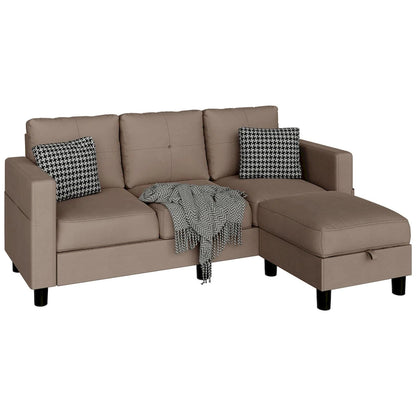 Futzca Linen Upholstered L-shaped Sectional Sofa w/ Reversible Chaise
