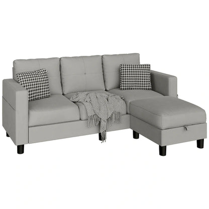 Futzca Linen Upholstered L-shaped Sectional Sofa w/ Reversible Chaise