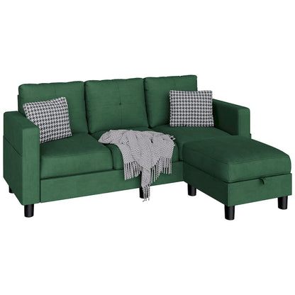 Futzca Linen Upholstered L-shaped Sectional Sofa w/ Reversible Chaise
