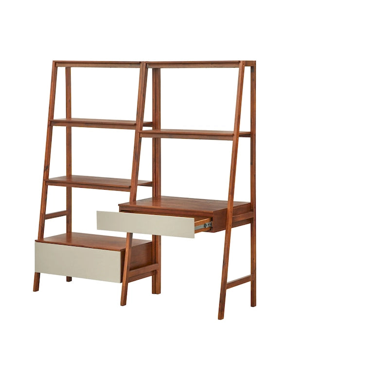 Lifestorey Nordic Ladder Desk and Bookshelf 2-Piece Set